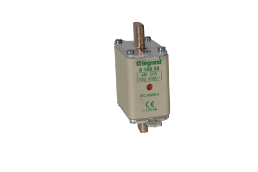 [PTG047.00173] LEGRAND 016030, Cartuș industrial cu lamă, aM, Mărime 00, Cu indicator luminons, 50 A