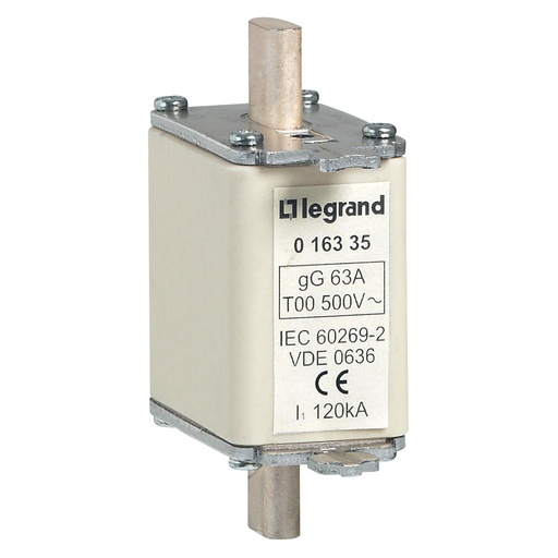[PTG047.00183] LEGRAND 016335, Cartuș fuzibil, Tip gG/gL, Mărime 00, 63 A, Cu indicator
