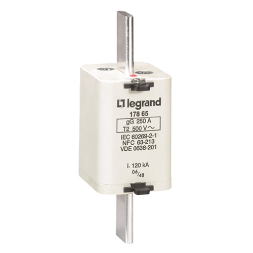 [PTG047.00240] LEGRAND 017865, Cartuș fuzibil, Tip gG/gL, Mărime 2, 250 A, Cu indicator