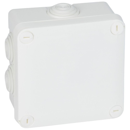 [PTG018.00309] LEGRAND 092023, Doză pătrată Plexo 105×105×55 mm, Alb, 7 intrări, Etanșă IP55/IK07, GWT 650°C