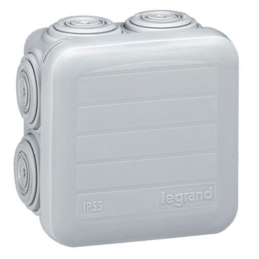 [PTG018.00317] LEGRAND 092005, Plexo Square Box 65×65×40 mm, Grey, 7 Entries, IP55/IK07, GWT 650°C