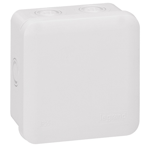 [PTG018.00323] LEGRAND 092014, Doză pătrată etanșă Plexo, 80×80×45 mm, Cenușiu, Intrare decupată (7), IP55, IK07, Rezistență 650°C