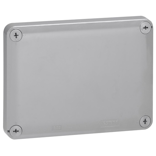 [PTG018.00327] LEGRAND 092045, Doză dreptunghiulară etanșă Plexo, 155×110×74 mm, Cenușiu/roșu, Capăt/10, IP55, IK07, Rezistență 960°C