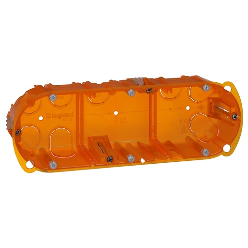 [PTG018.00450] BTICINO 080123, Batibox Multi‑Material Box, 3 Gangs, 6/8 Modules, Green, Horizontal, 50 mm Depth