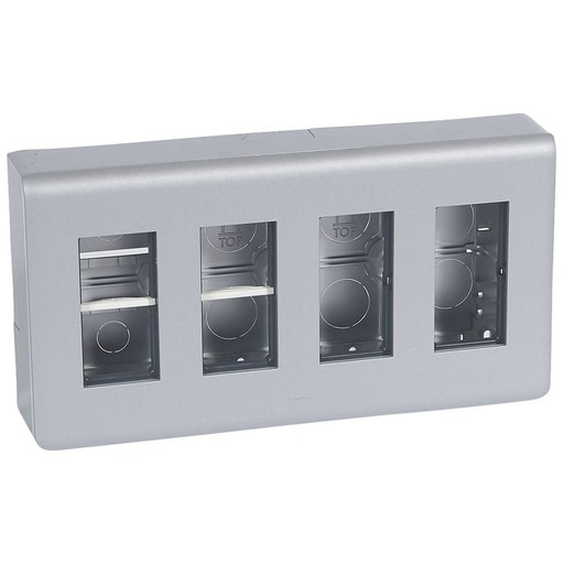 [PTG018.00545] LEGRAND 079084, Stație de lucru cu montaj aparent, 4×4 module, Aluminiu