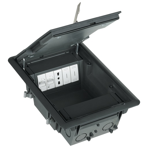 [PTG011.00063] Bticino 150702, Doză de pardoseală - capac rabatabil din inox, 8/10 module