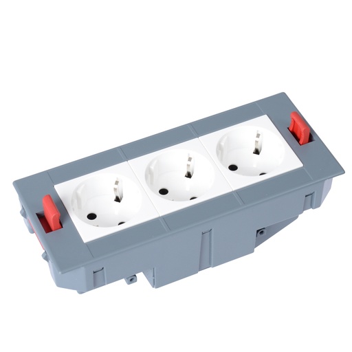 [PTG011.00081] LEGRAND 088053, Equipped Floor Box with Quick-Connect Basket, 3 German Standard Sockets (Schuko), Standard Version, 6 Modules