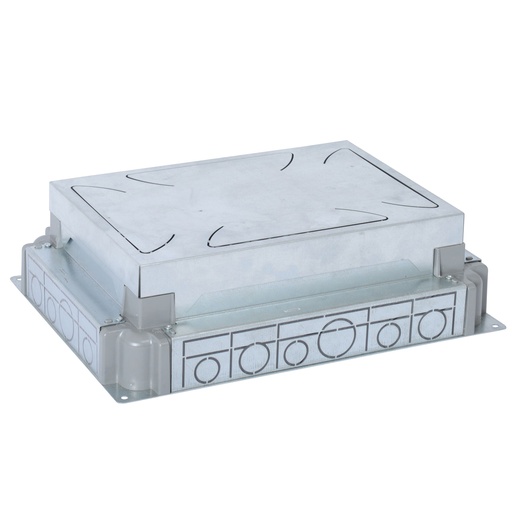[PTG011.00105] Legrand 088090, Casetă suport metalică autoreglabilă pentru montaj în șapă, Doză pardoseală 8/12 module