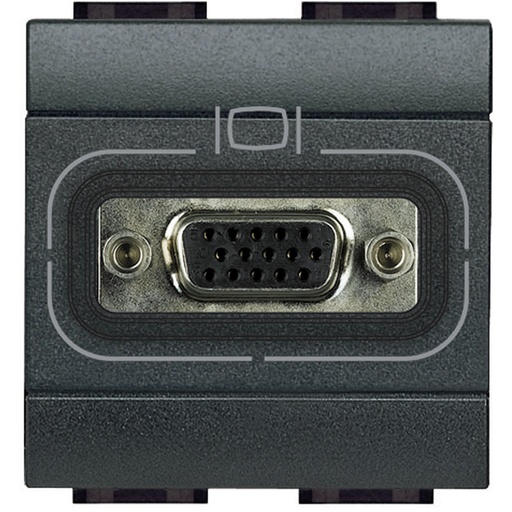 [PTG031.00062] BTICINO L4282, HD15 Female Connector Livinglight, Screw Mounting, Anthracite, 2 Modules