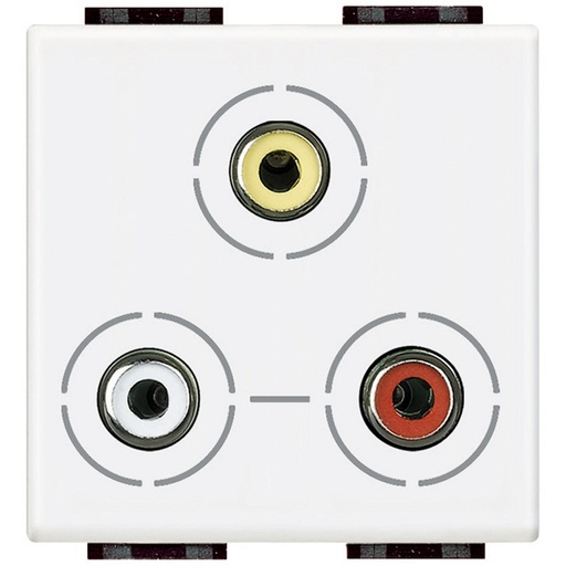 [PTG031.00069] BTICINO N4283, Conector 3 x RCA Livinglight, Alb, 2 module