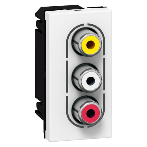 [PTG031.00088] LEGRAND 078754, Priză audio-video 3 RCA, Conexiune cu șuruburi, Alb