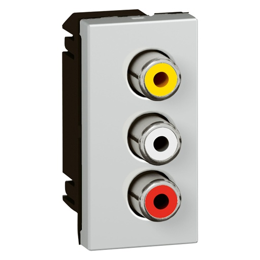 [PTG031.00104] LEGRAND 079254, Priză audio-video 3 RCA, Conexiune cu șuruburi, Aluminiu