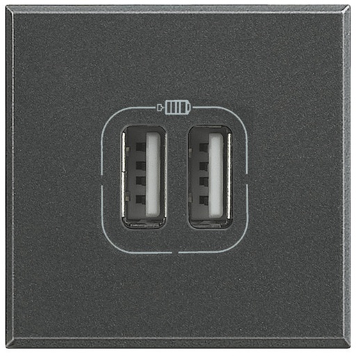 [PTG031.00180] BTICINO HS4285C2, Dual USB Charger Axolute, 5V, 230V, Anthracite, 2 Modules