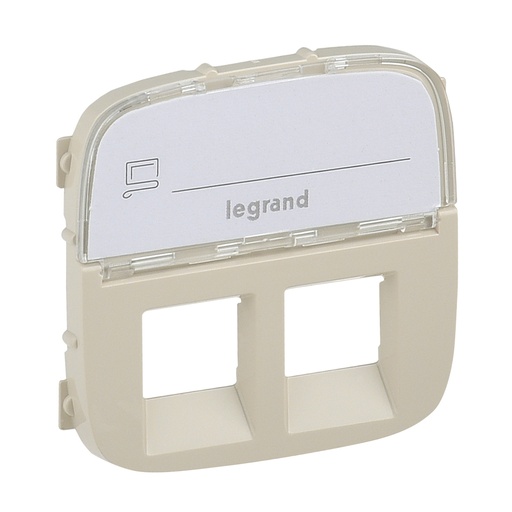 [PTG013.02291] LEGRAND 755486, Double RJ45/RJ11 Socket Cover With Label Holder Valena Allure, Ivory