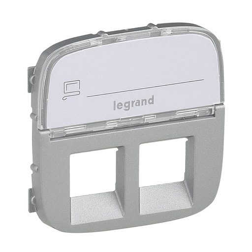 [PTG013.02292] LEGRAND 755487, Double RJ45/RJ11 Socket Cover With Label Holder Valena Allure, Aluminium