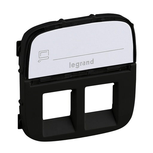 [PTG013.02293] LEGRAND 755488, Double RJ45/RJ11 Socket Cover With Label Holder Valena Allure, Black
