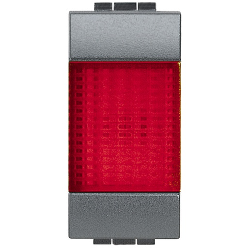 [PTG032.00696] BTICINO L4371R, Martor luminos living light, Difuzor rosu, Antracit, 1 modul