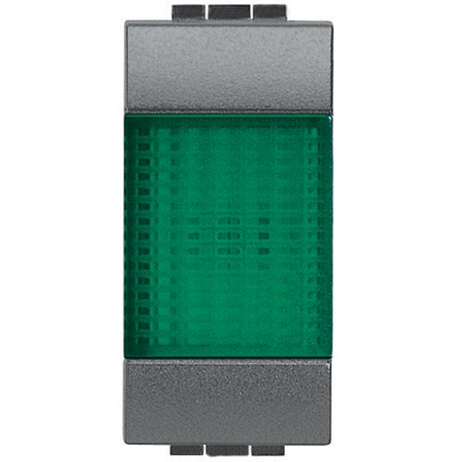[PTG032.00698] BTICINO L4371V, Martor luminos living light, Difuzor Verde, Antracit, 1 modul