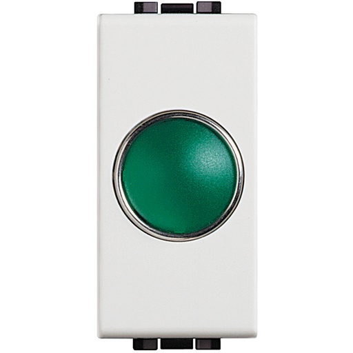[PTG032.00706] BTICINO N4371V, Martor luminos living light, Difuzor Verde, Alb, 1 modul