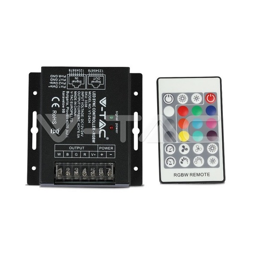 [PTG055.00031] V-TAC 3338, Modul de control LED RGBW sincronizat cu telecomandă, 24 butoane, dimmer BF