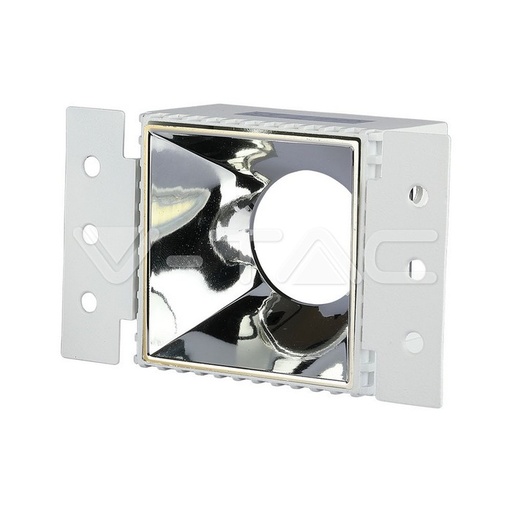 [PTG053.00117] V-TAC 8880, Suport GU10 Pătrat Alb, Ramă Crom cu Reflector Crom