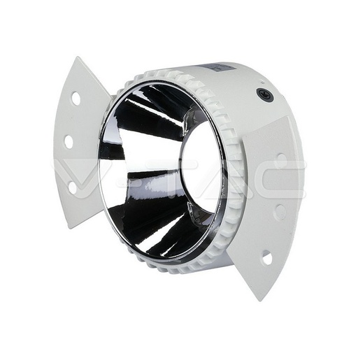 [PTG053.00118] V-TAC 8879, Suport GU10 Rotund Alb, Ramă Crom cu Reflector Crom