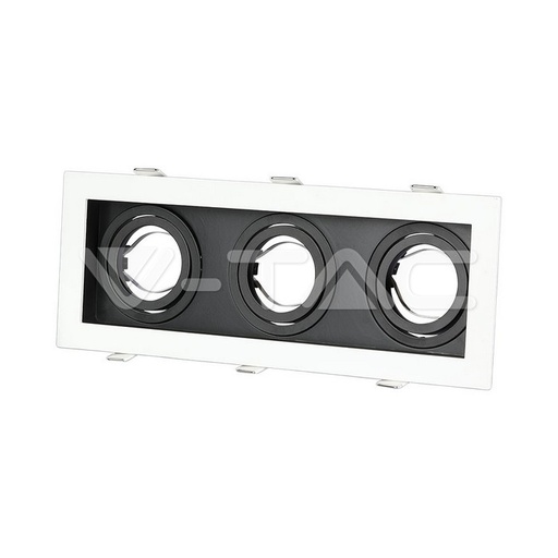 [PTG053.00119] V-TAC 8878, 3x GU10 Holder Square White Black