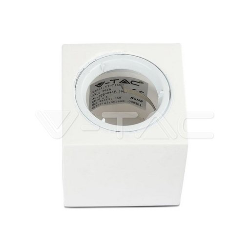 [PTG053.00158] V-TAC 3666, GU10 Gypsum Frame Square Aluminum Ring White
