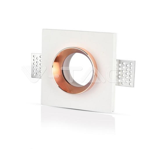 [PTG053.00243] V-TAC 3150, Corp GU10 din Gips Pătrat Alb Încastrat cu Detalii Rose Gold