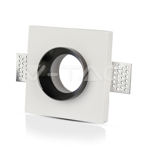 [PTG053.00244] V-TAC 3149, GU10 Gypsum Fitting Square White Recessed Chrome Detail
