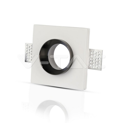[PTG053.00245] V-TAC 3148, GU10 Gypsum Fitting Square White Recessed Black Detail