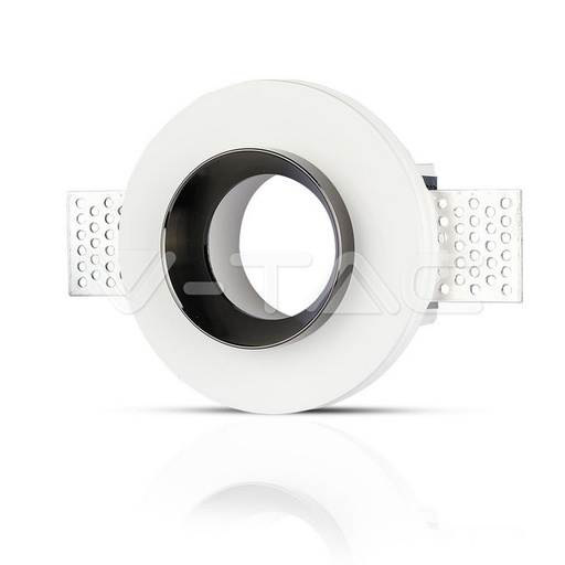 [PTG053.00248] V-TAC 3145, Corp GU10 din Gips Rotund Alb Încastrat cu Detalii Negre