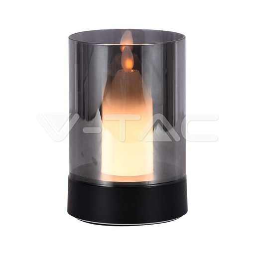 [PTG087.00034] V-TAC 10567, Lampă de masă LED tip lumânare 2W 3000K Neagră + Sticlă Fumurie