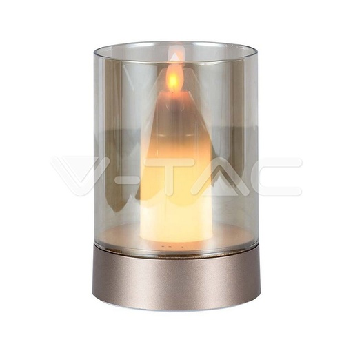 [PTG087.00035] V-TAC 10566, Lampă de masă LED tip lumânare 2W 3000K Aurie + Sticlă Amber