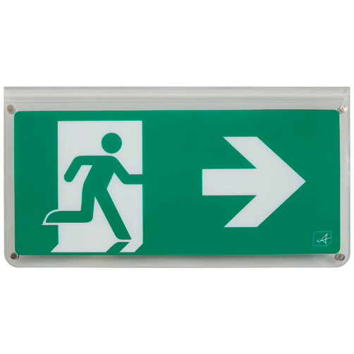 [PTG080.00087] ANSELL LIGHTING AHARLED/ALAR, Harrier IP65 Blade Exit Sign Double Sided Legend Arrow Left and Right