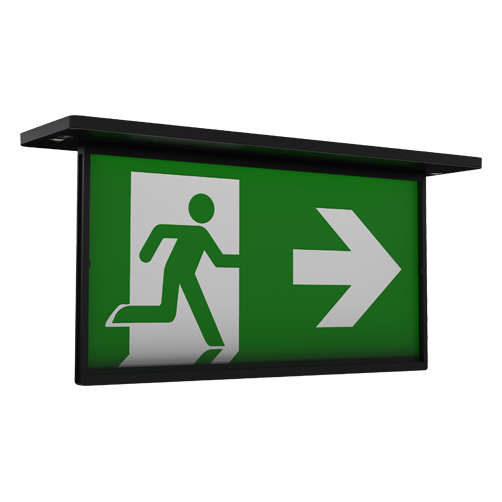[PTG080.00120] ANSELL LIGHTING ARAZLED/LI/3M/DA/B, Razzo Lithium Recessed Exit Sign Maintained / Non-Maintained Black