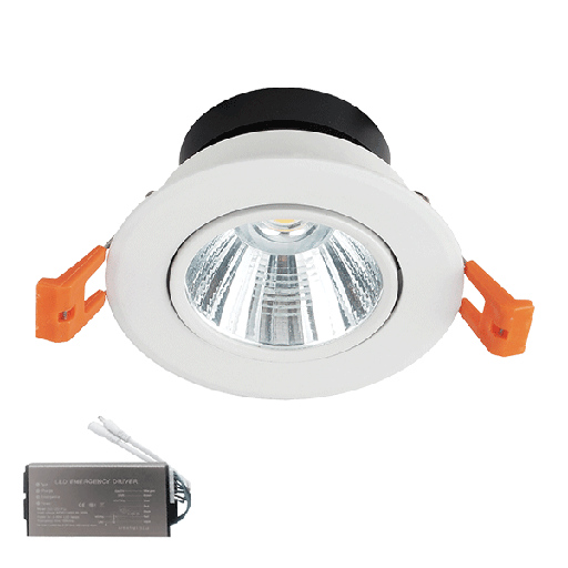 [PTG080.00388] ELMARK 92DLTS2430/WHE, LED SPOT LIGHT 24W 230V 4000K White IP44+EMERGENCY KIT