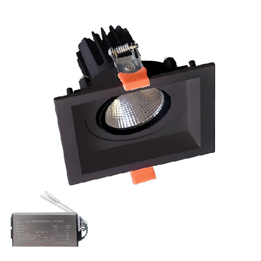 [PTG080.00390] ELMARK 92DL82F3040/BLE, Spot LED pătrat 30W 230V 4000K negru + kit de urgență