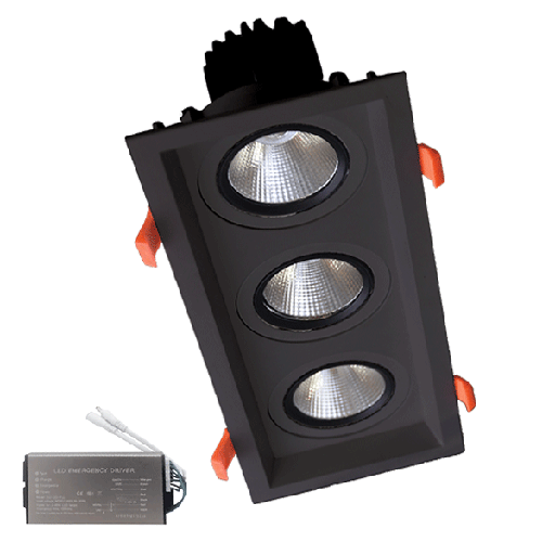 [PTG080.00396] ELMARK 92DL81F4530/BLE, TRIPLE LED SPOT LIGHT 3X15W 230V 3000K BL+EMERGENCY KIT