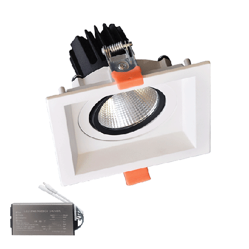 [PTG080.00398] ELMARK 92DL82F3030/WHE, SQUARE LED SPOT LIGHT 30W 230V 3000KWH+EMERGENCY KIT