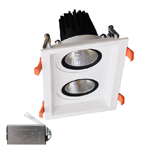 [PTG080.00400] ELMARK 92DL81F3030/WHE, Spot LED dublu 2x15W 230V 3000K alb + kit de urgență