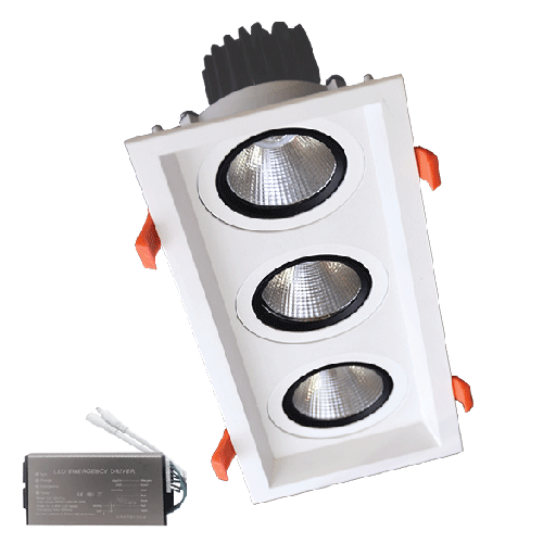 [PTG080.00404] ELMARK 92DL81F4530/WHE, TRIPLELED SPOT LIGHT 3X15W 230V 3000KWH+EMERGENCY KIT