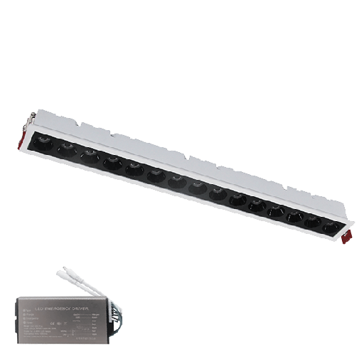 [PTG080.00437] ELMARK 92EL052030/WHBKE, Corp liniar LED încastrat EL-05 20W 3000K alb & negru + kit de urgență