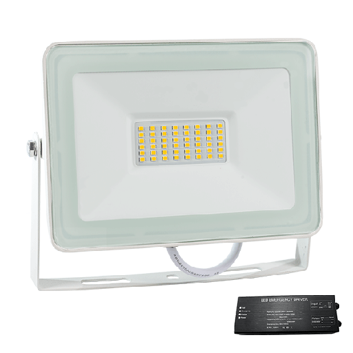 [PTG080.00479] ELMARK 98VEGA50WW/WHE, Proiector LED VEGA Slim 50W 3000K alb + kit de urgență