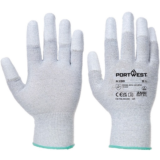 [PTG232.00052] Grey Gloves, Antistatic, Pu Fingertip