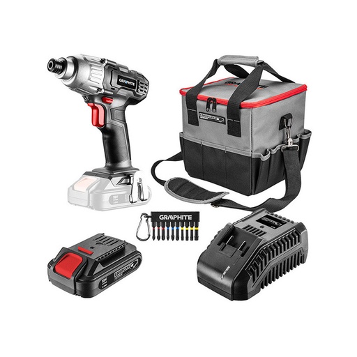 [PTG298.00004] Masina De Insurubat Cu Acumulator, Incarcator, Set Biti Si Geanta, GRAPHITE
