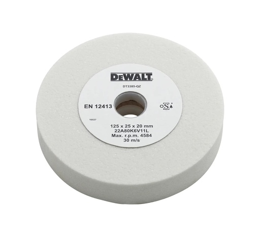 [PTG405.00018] DEWALT White Aluminum Oxide Grinding & Honing Wheel, 125mm x 25mm x 20mm, Metal, DT3385-QZ