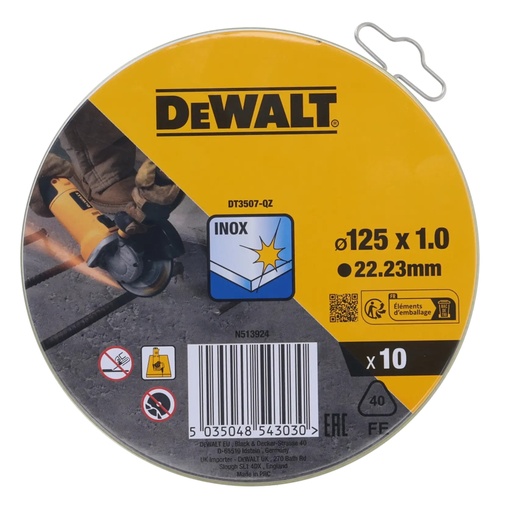 [PTG405.00032] DEWALT Cutting Disc, 125 mm x 1 mm, 10 Tin Display, DT3507-QZ