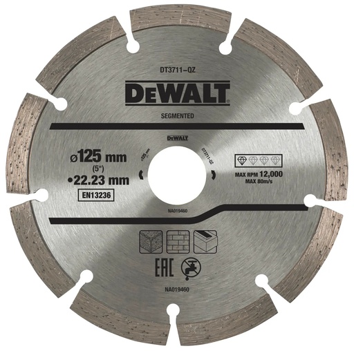 [PTG405.00036] DEWALT Segmented All Purpose Diamond Wheel, 125mm x 22.23mm, DT3711-QZ