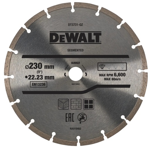 [PTG405.00043] DEWALT Segmented All Purpose Diamond Wheel, 230mm x 22.23mm, DT3731-QZ